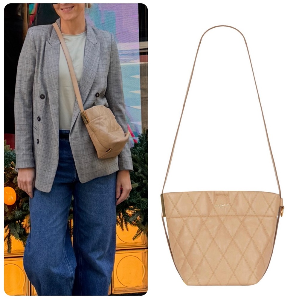 GIVENCHY Beige Nude Quilted Leather Mini GV Bucket Bag shoulder purse - Picture 3 of 15